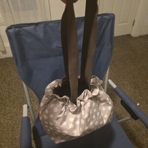 Thirty-One Polka Dot Bag with Brown Handles